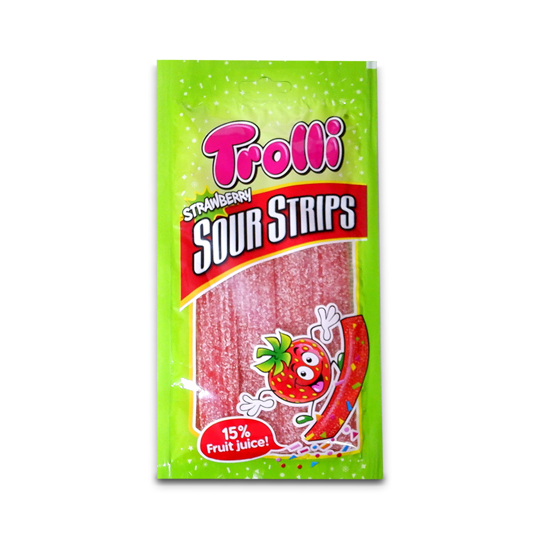 Trolli Sour Strips Strawberry Gummy Candy 85g