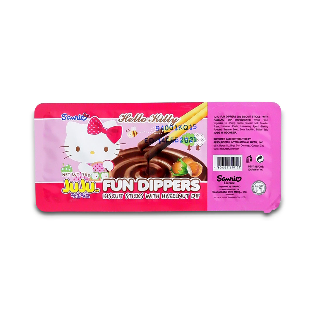 Juju Hello Kitty Fun Dippers Biscuit Sticks with Hazelnut Dip 35g