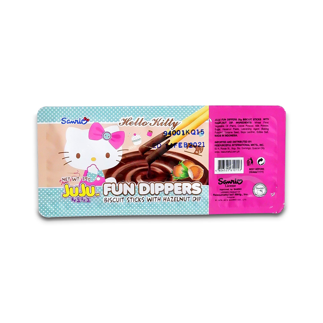 Juju Hello Kitty Fun Dippers Biscuit Sticks with Hazelnut Dip 35g