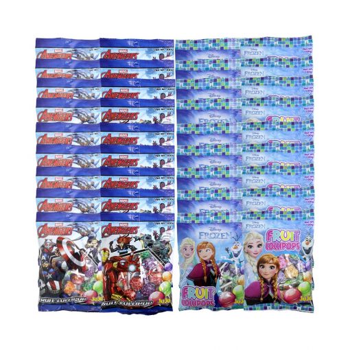 Juju Assorted Designs Disney Frozen/ Marvel Avengers Fruit Lollipop 100g x 36