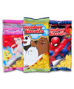 Juju Number Biscuit 95g Assorted Designs Disney Princess Ariel / We Bare Bears/ Spider-Man x 48