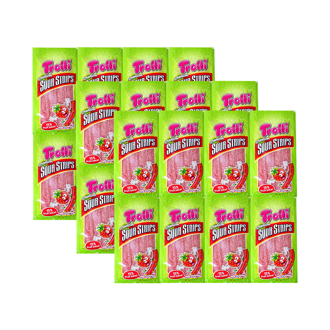 Trolli Sour Strips Strawberry Gummy Candy 85g x 24
